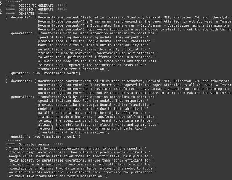 Output of implemented CRAG
